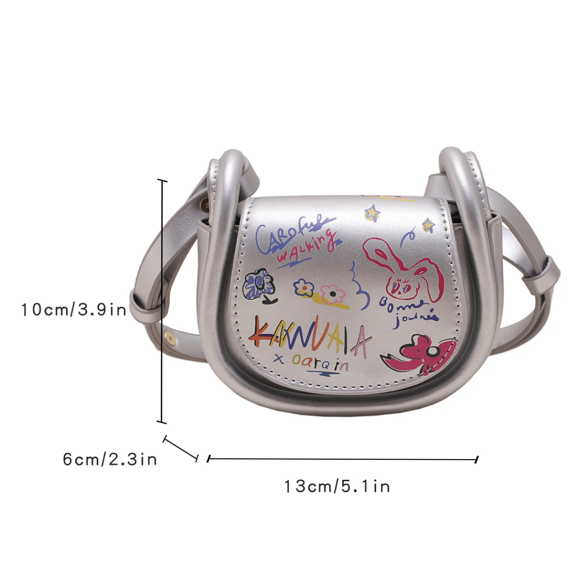 Designer Saddle Bag Women Cute Cartoon Graffiti Shoulder Bag For Women 2023 New Mini Crossbody Bag Coin Purse Bolsa Feminina