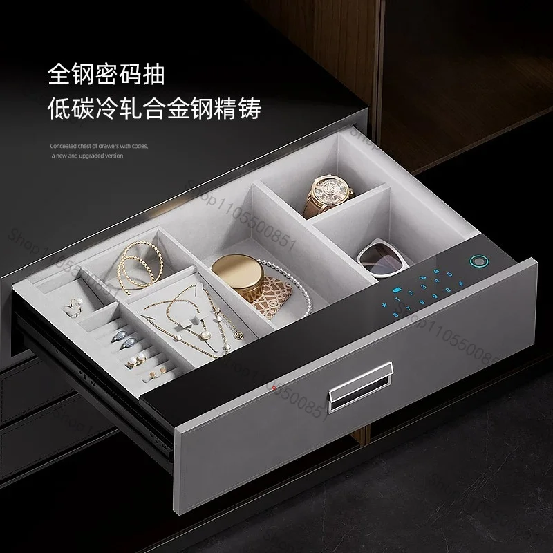 Drawer Safe Household Small Embedded Wardrobe Anti-theft Invisible Safe All Steel Fingerprint Password Office