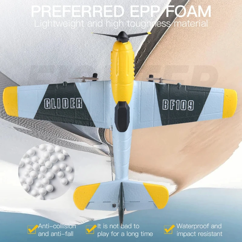Z61 RC Glider BF109 3-Channel Foam Fixed Wing Airplane Electric Toy Bomber Style Easy Fly Outdoor Aircraft for Kids Gift