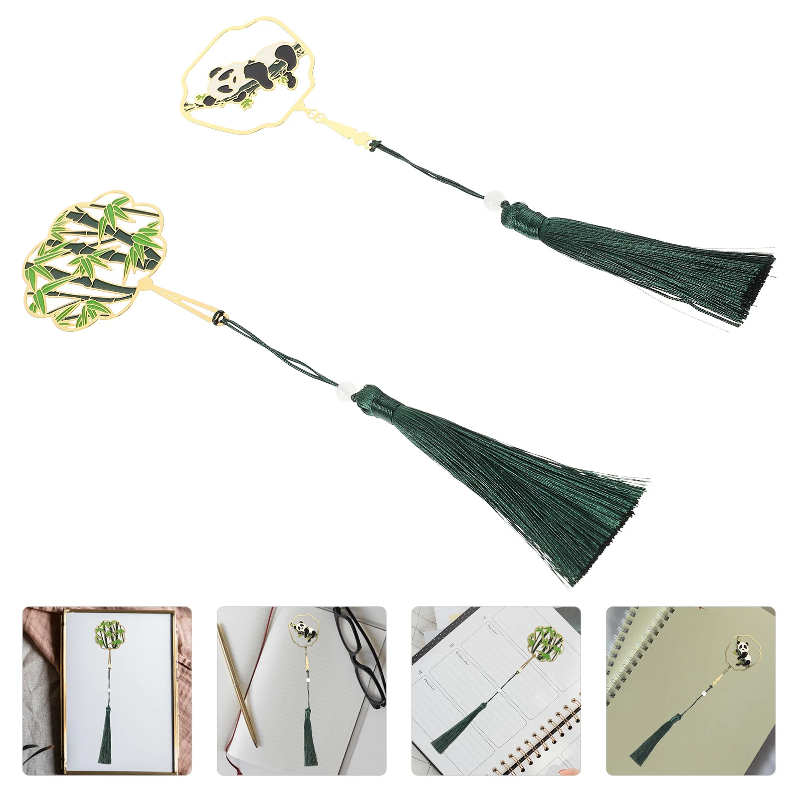 

2pcs Metal Panda Bookmark Delicate Cartoon Book Mark Portable Page Marker For Kids Reading Small Exquisite Hanging Tassel