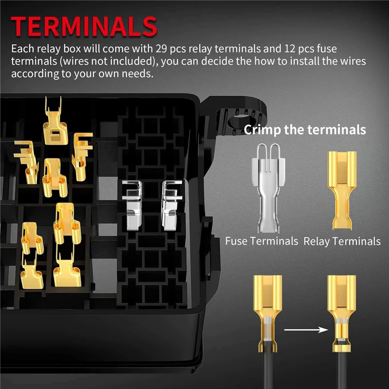 

AB35-12V Relay Box 6 Way Universal Relay Fuse Box 6 Slots Relay Block ATC/ATO Fuse Block With Relay Kit Replacement For Car Truc