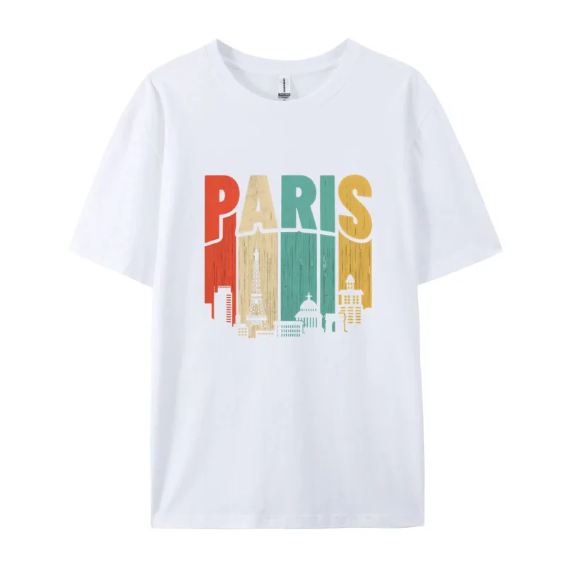 Vintage Graphic T Shirts Europe Tops & Tees Paris Skyline Personalized Camisa City Night Scene City Walk Tshirt For Men