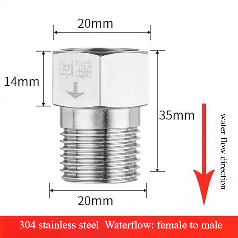 المرحاض تحقق صمام ذكر أنثى الموضوع صمام أحادي الاتجاه 1/2 "G1/2 20 مللي متر 304 الفولاذ المقاوم للصدأ تحقق صمام دائم إكسسوارات الأجزاء الداخلية للكمبيوتر