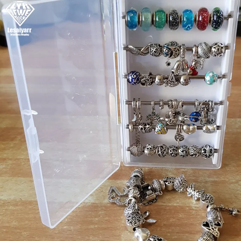 Acrylic Charms Beads Display Rod Tray Box Fit Trollbeads Chamilia Troll Biagi Box Charm Beads Storage Case Loose Beads Boxes
