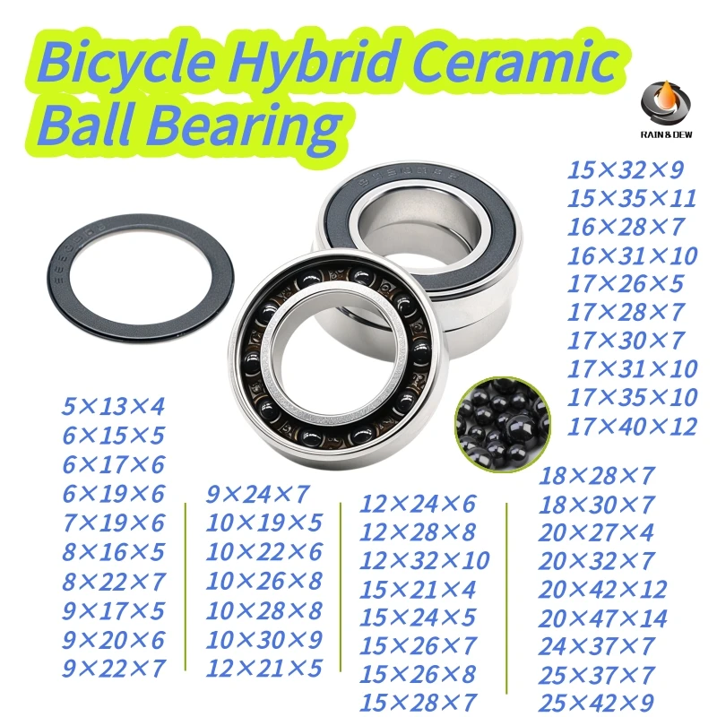 1Pc 15x26x7,15x24x5,12x28x8 Hybrid Ceramic Ball Bearing Double Sealed Si3N4 for Bicycle Bottom Bracket & Cycling Spares 15267rs