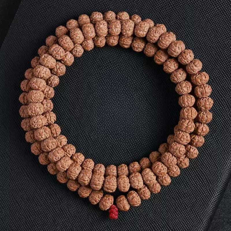 Chinese Style Lucky 108 Beads Natural Small Vajra Bodhi Seed Bracelet Blessing Wealth Prayer Mala For Men Women Yoga Meditation