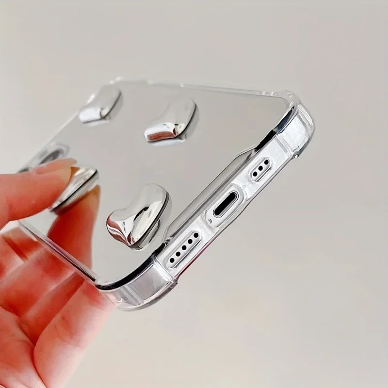 Korean Style Love Heart Soft Silicone Case For Samsung Galaxy S25 S23 S22 Ultra Plus S24 FE A56 A36 A16 A06 Silvery Mirror Cover - náhled 6