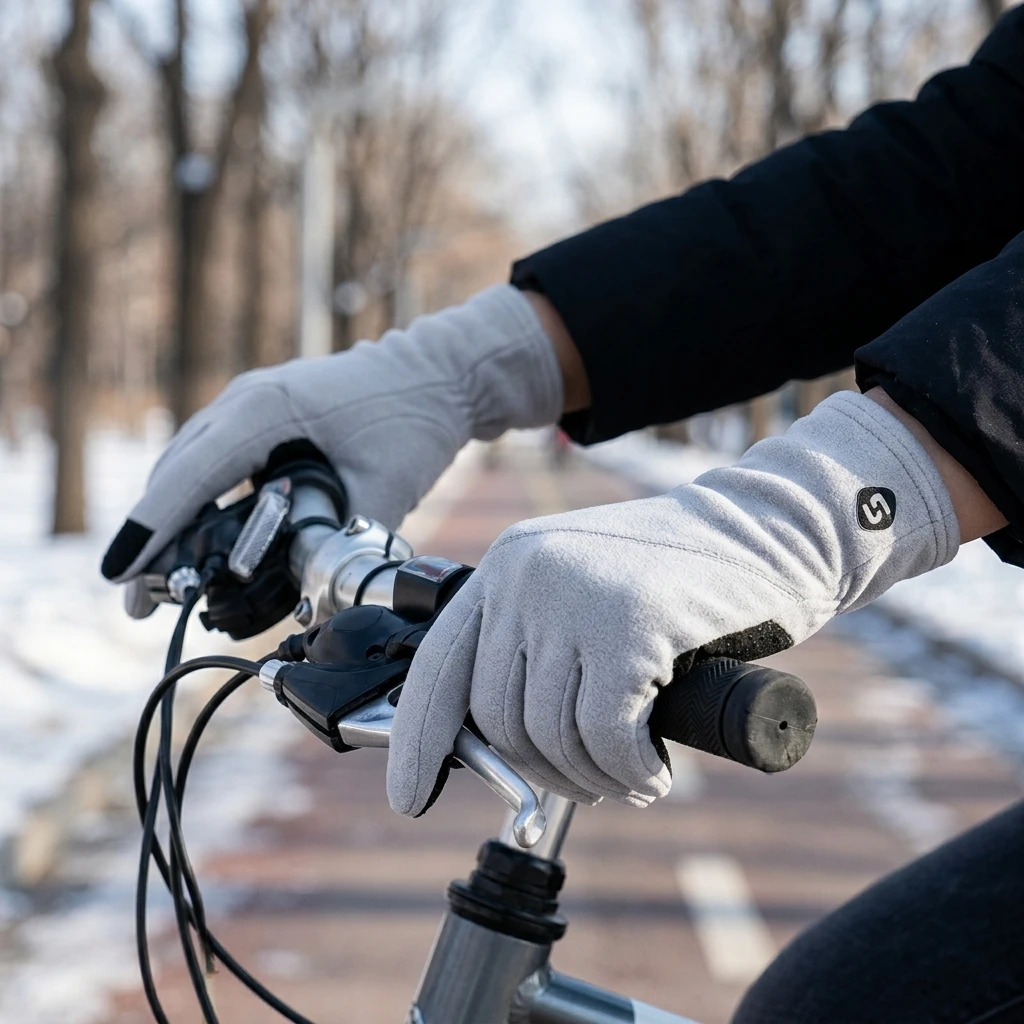 Winter Coral Fleece Lined Gloves Touchscreen Anti-Slip Warm Windproof Gloves for Cycling Driving Outdoor Activities