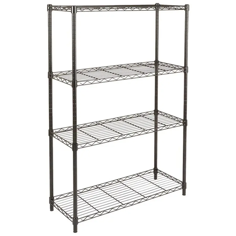 

Basics 4Shelf Steel Wire Rack, 36 L x 14 W x 54 H, Black Heavy Duty, Adjustable, for Kitchen, Garage, Storage, Shelving Organize