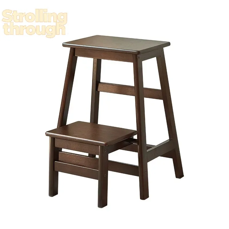 

Folding ladder stool three-step ladder two-in-one thickened solid wood ladder stool dual-purpose climbing stair chair