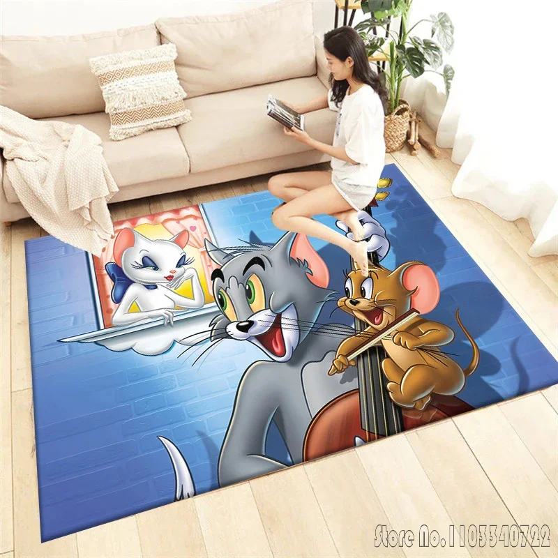 Film Tom and Jerry Cartoon Rug Carpets 120x160cm Decor for Living Room Children's Bedroom Sofa Bathroom Kids Floor Mat