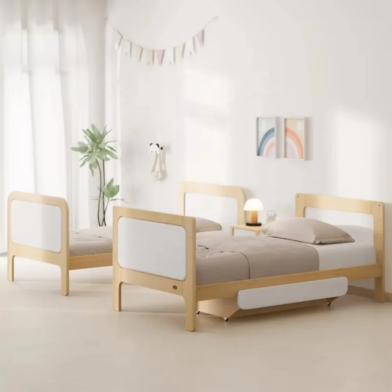 Functional wooden double bunk bed with stairs Children's bedroom furniture