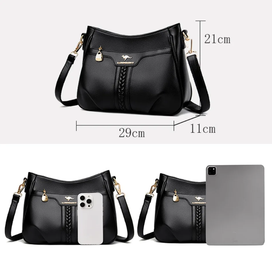 2024 hochwertige weiche Leder Damen handtasche Trend Designer weibliche Umhängetasche lässige Schulter Messenger Handtaschen Sack ein Haupt