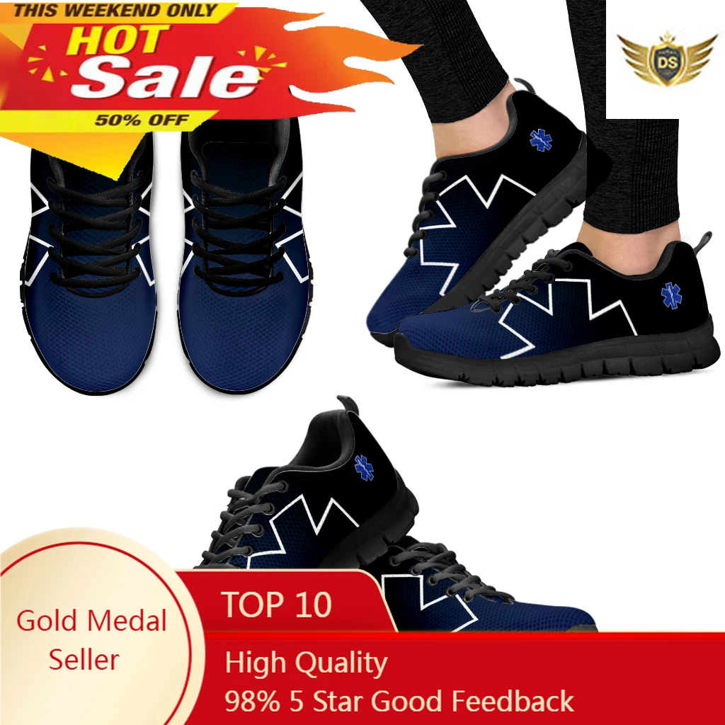 Blue Star Design Shoes EMT/EMS Printing Lightweight Outdoor Shoes Comfortable Nurses Medical Design Casual Shoes