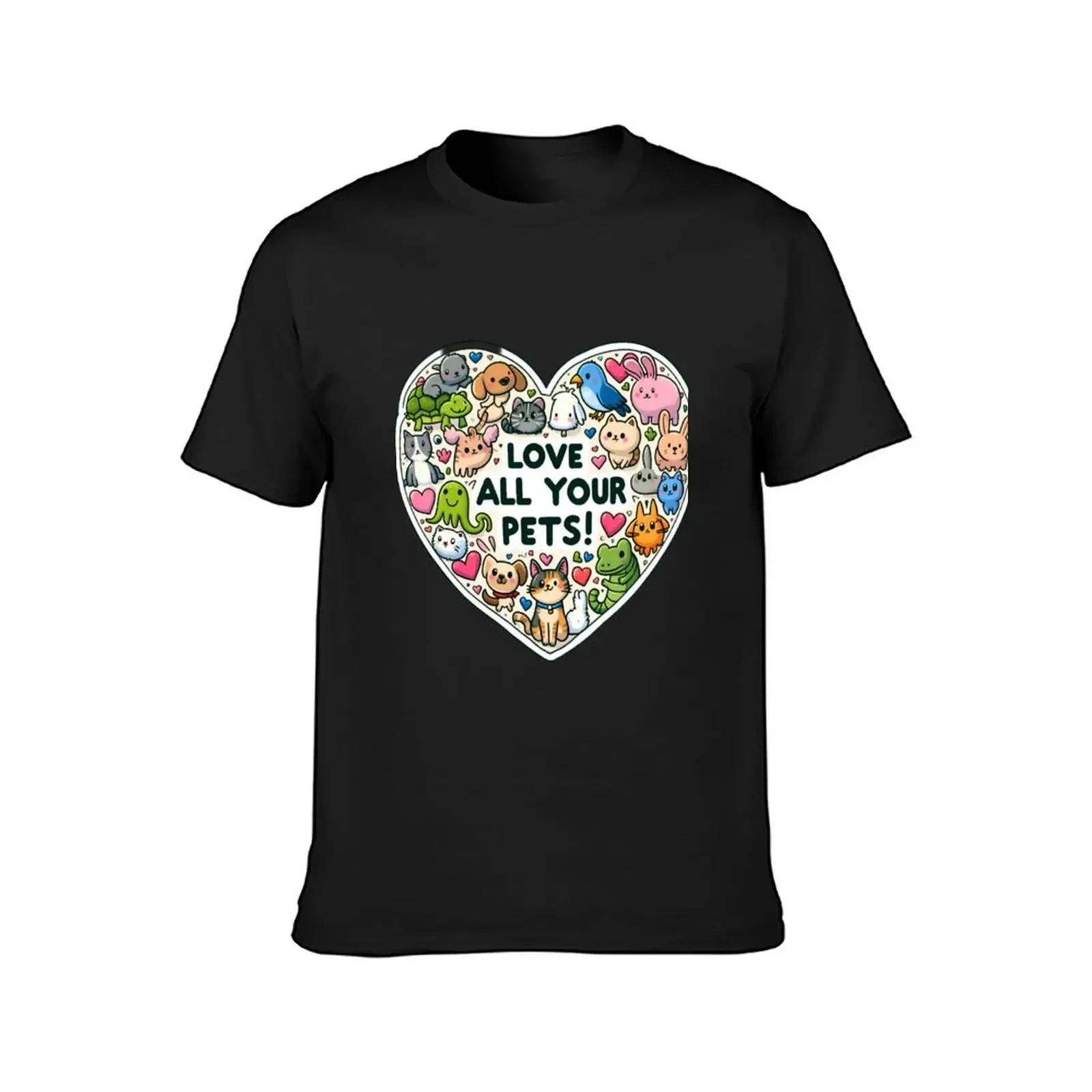 Heartful Pets: Hats, Joy, Whimsy in Artful Celebration T-Shirt animal prinfor boys hippie clothes mens tall t shirts