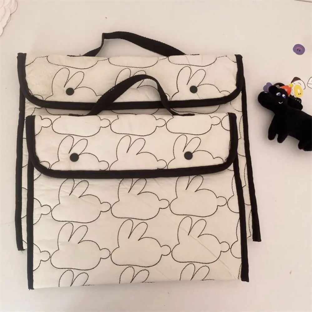 11 13/14Inch Laptop Sleeve Case Cover Cute Cartoon Rabbit Plaid Nylon Handbag Universal Shockproof Tablet Protective Pouch