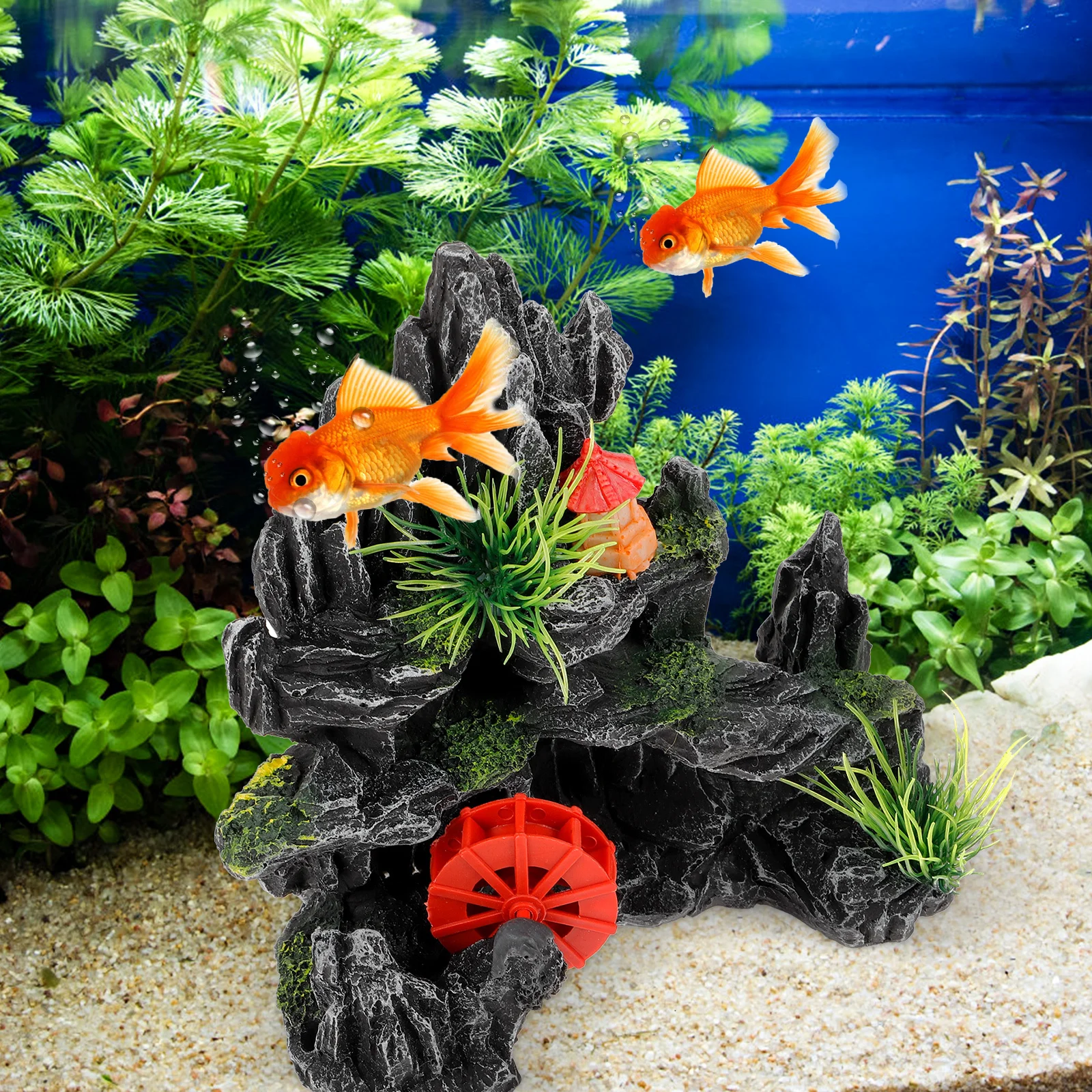 

Resin Aquarium Mountain Decorative Rockery Hiding Cave Fish Shelter Natural Landscape Decor Fish Tank Decorations