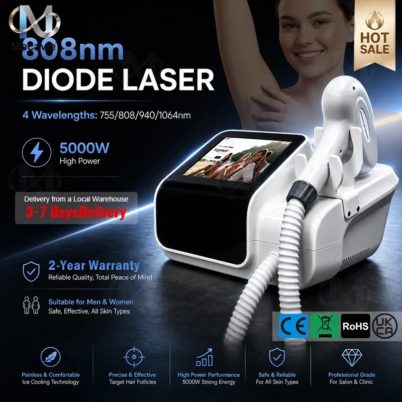 2026 New Professional Mini Diode Ice Titanium Laser Hair Removal Machine 808nm 4000w Painless Permanent CE External Water Tank