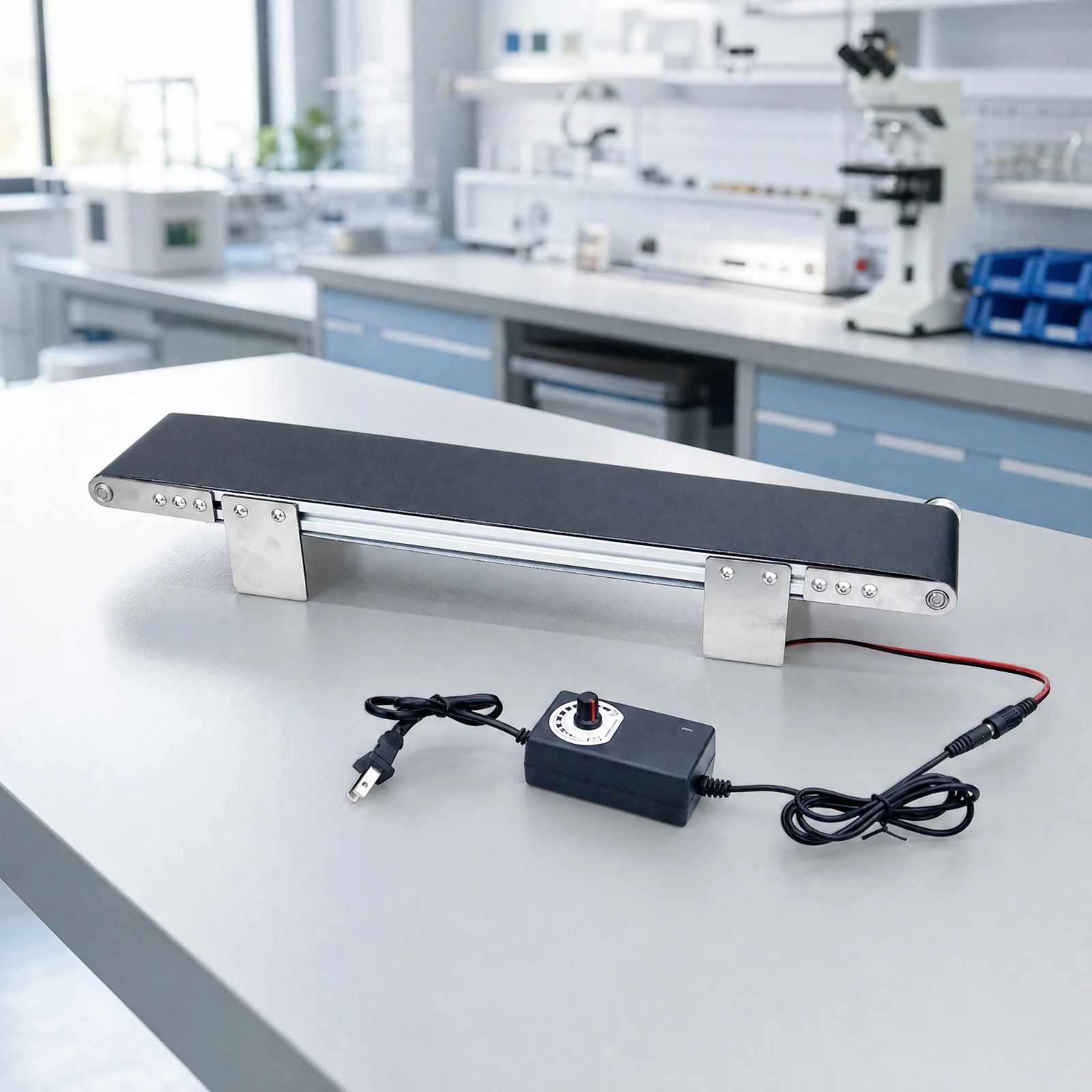Mini Electric Conveyor Belt with Speed Controller Smooth Operation Tabletop Electric Conveyor Belt Reliable Safe