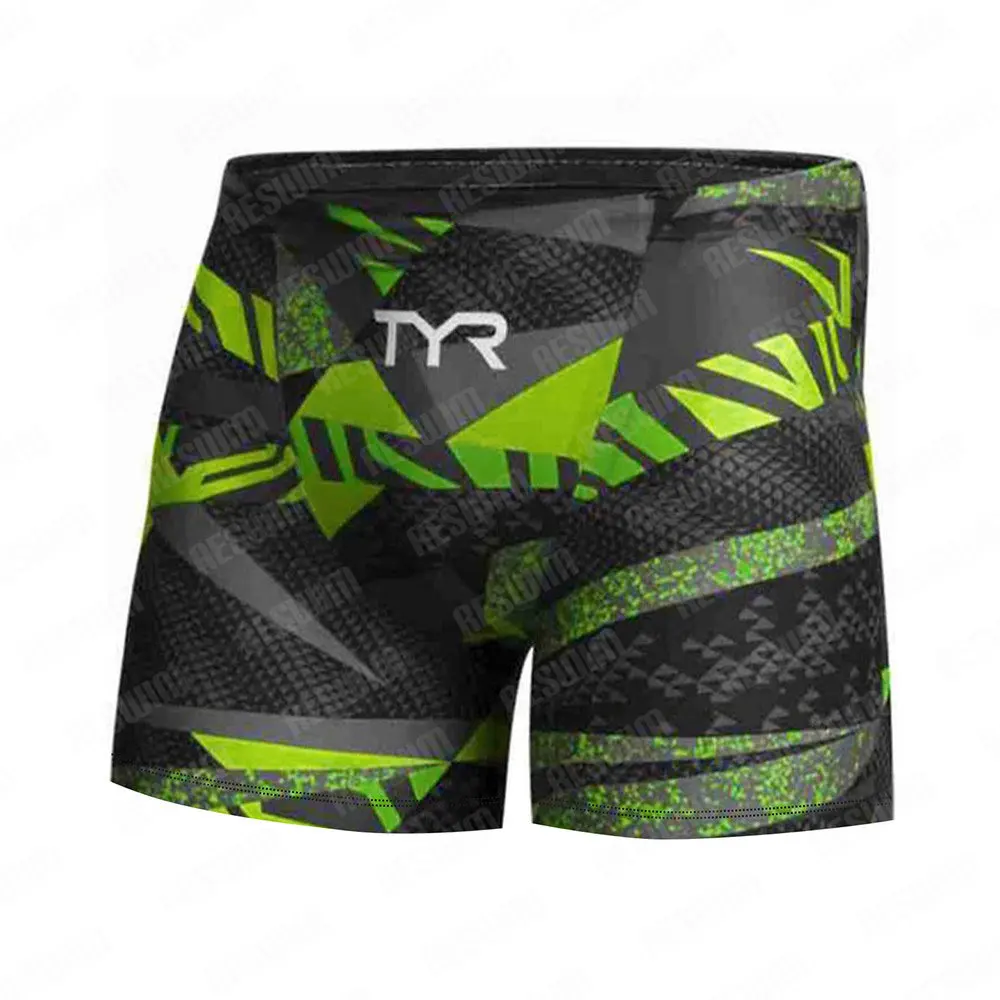 New Men's Swim Shorts Athletic Jammers Swimsuit Beach Tights Shorts Training Swimming Trunk Lycra Quick Dry Surf Pants Plus Size image 2