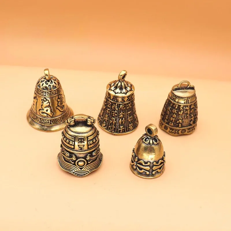5Pcs set Mini Antique Bell China's Mini Brass Copper Sculpture Pray Buddha Fengshui Bell Invitation Buddhism Chinese Bells Home