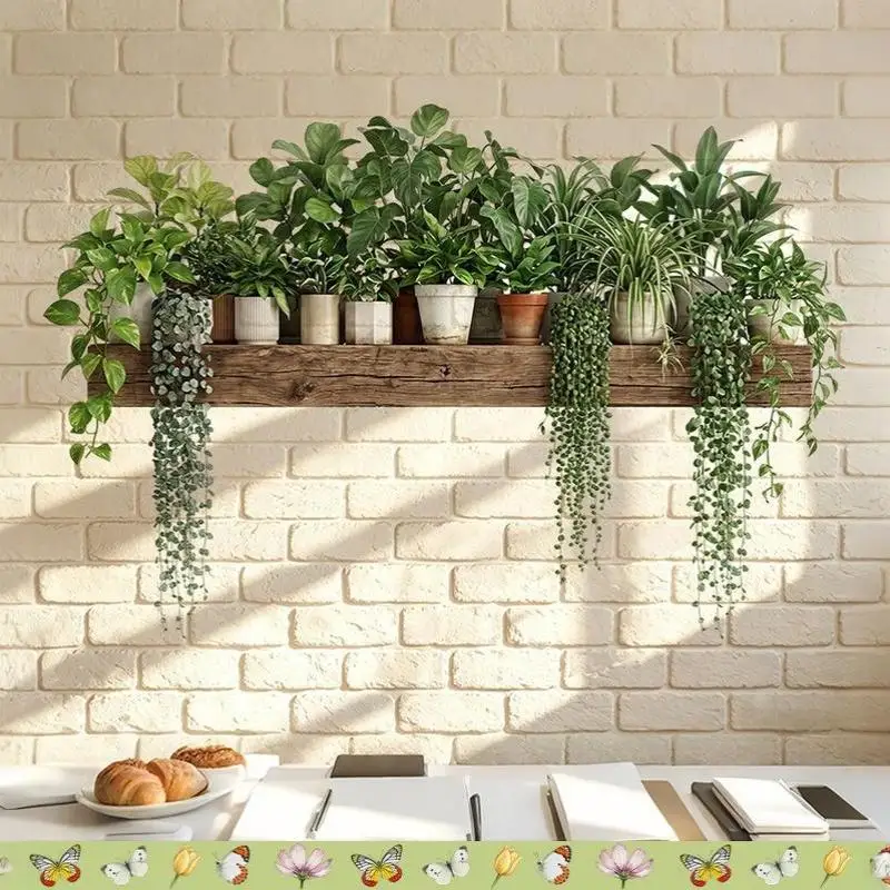Waterproof Removable Dill Leaves Wall Decals Eco-Friendly Green Plant Decor Stickers for Courtyard Balcony Outdoor Wall Decor