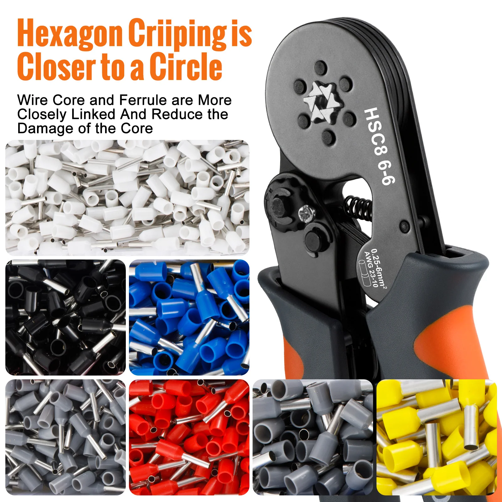 Ferrule Crimping Tool Kit with Ferrules Terminals, WOZOBUY Self-adjustable Ratchet Wire Crimper for Electrical Wire Connectors