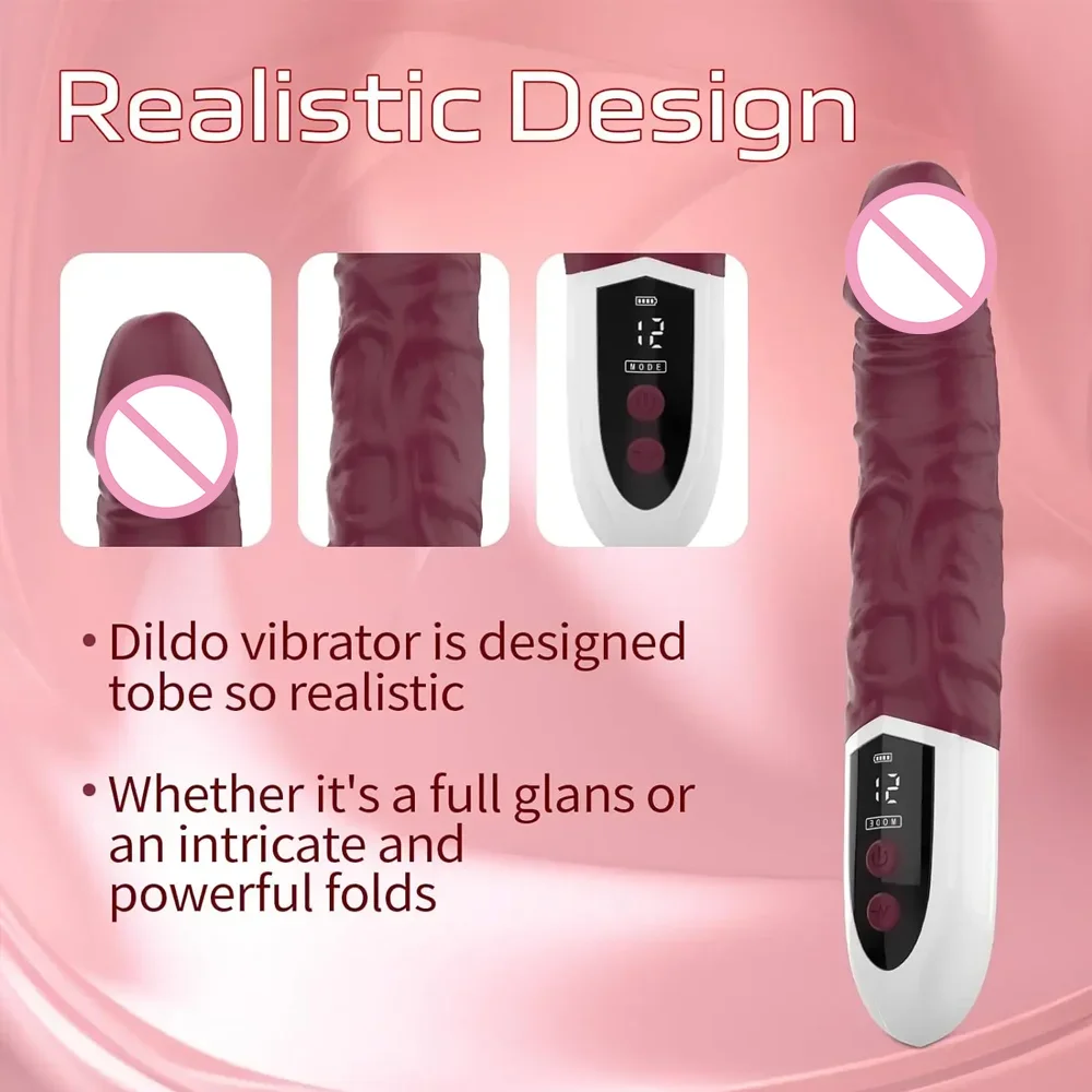 Realistic Dildo Vibrator For Women LCD Display G-Spot 12 Frequency Powerful Clit Stimulation Massager Sex toys For Adults Female