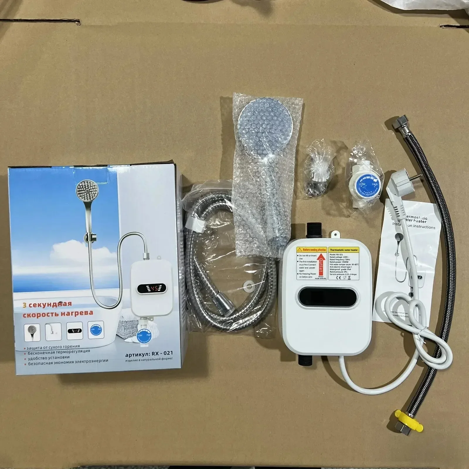 سخان مياه ساخن صغير بدون خزان بقدرة 3500 وات، نظام تسخين للغسيل الحراري مع شاشة رقمية لحمام المطبخ