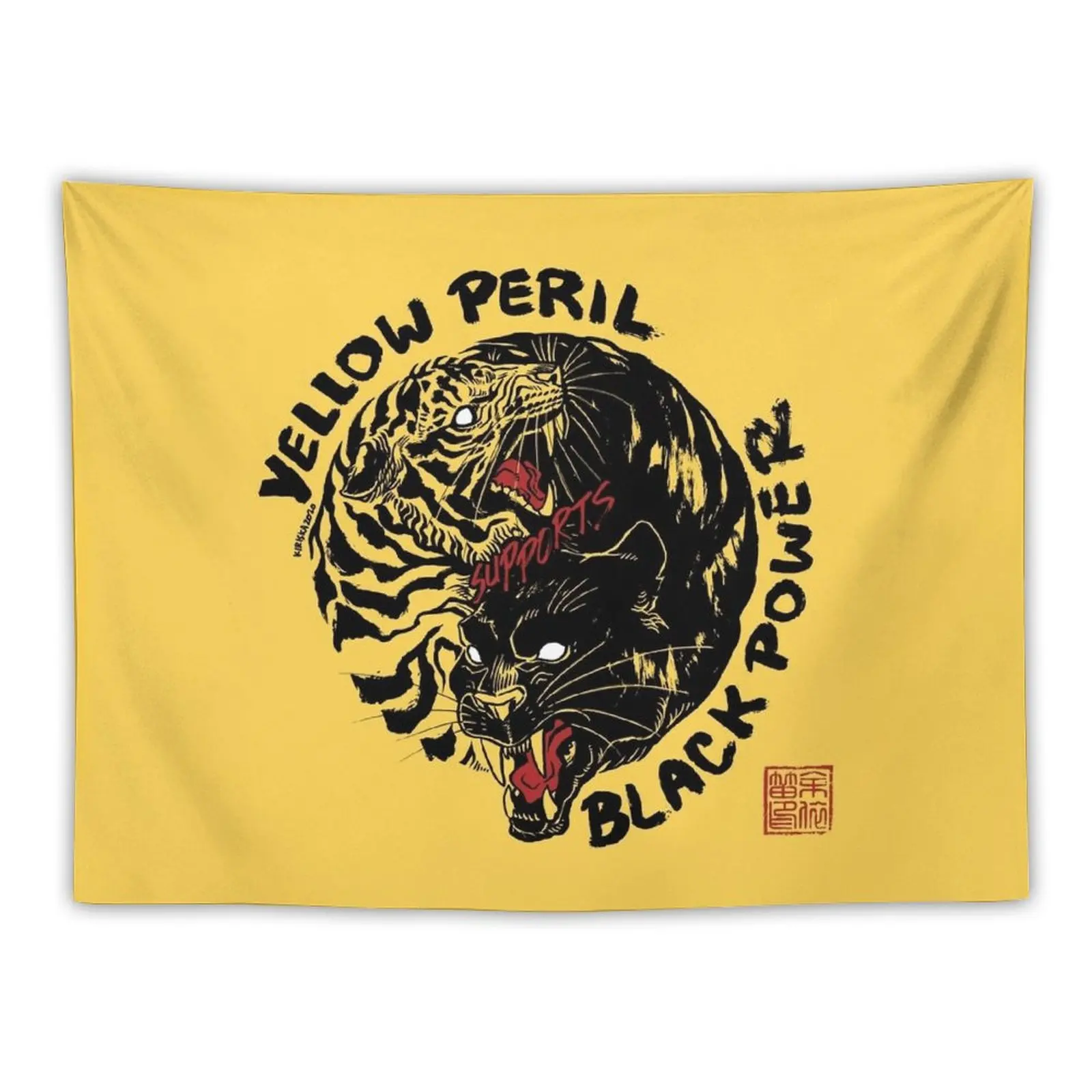 

Yellow Peril Supports Black Power Tapestry Cute Room Decor Decoration For Rooms Home Decor Aesthetic Decor Home Tapestry