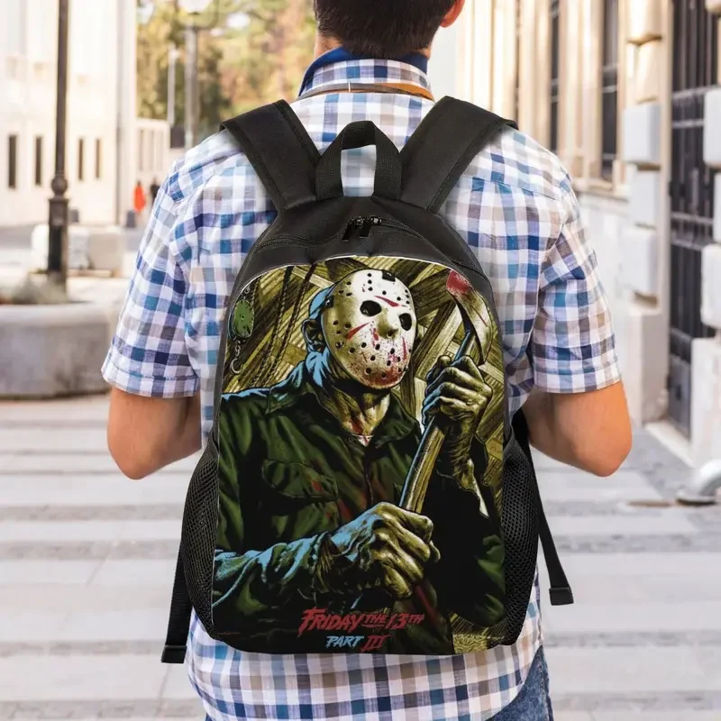 Mochilas personalizadas de personajes de películas de terror, morrales de película de Halloween, mochilas escolares de viaje, bolsa de libros para computadora portátil de 15 pulgadas