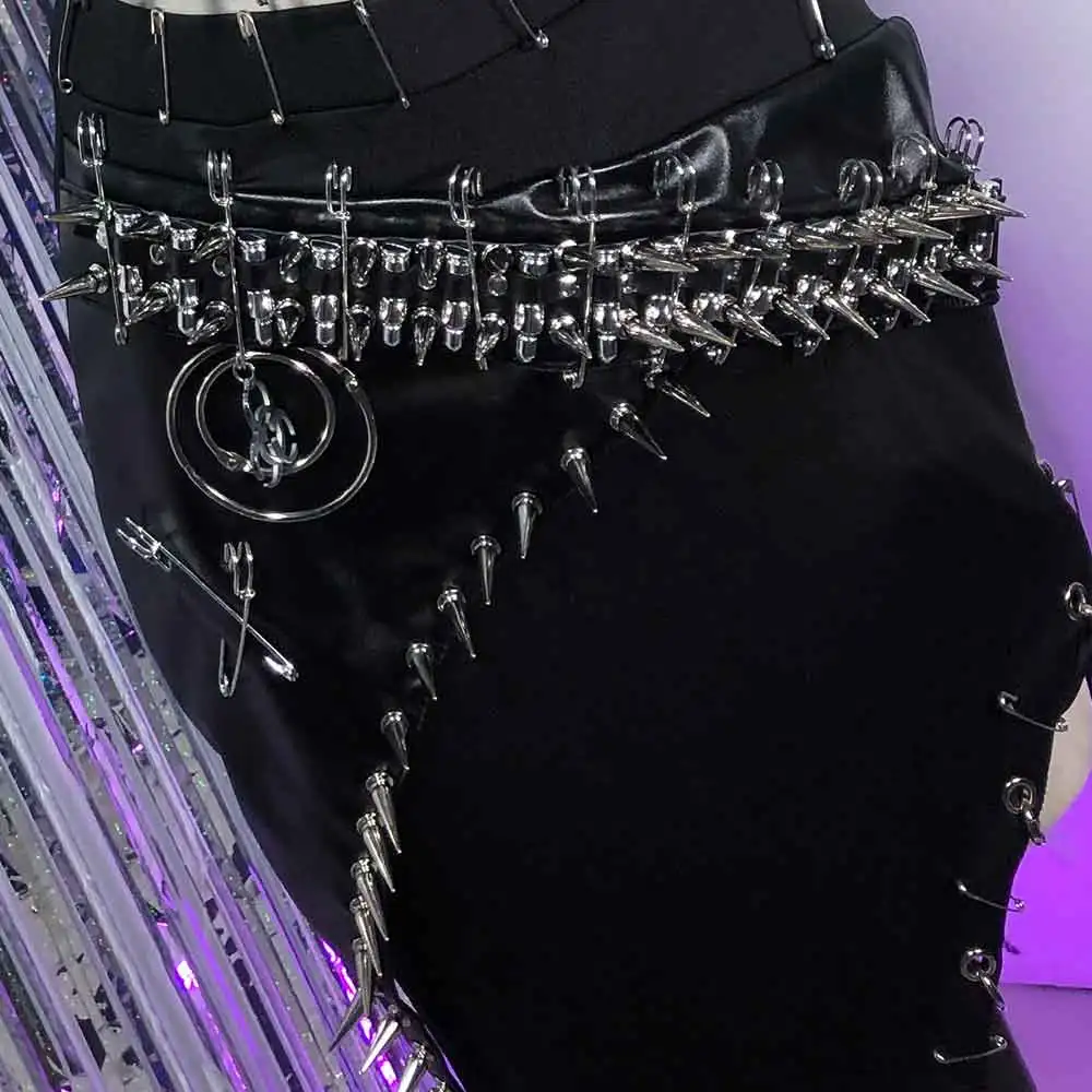 Goth 90s clouté Rivet gothique Punk Rock Harajuku Y2K licou Camisole hauts Grunge Emo e-girls Kawaii broche bricolage joint torique Cyber Eco