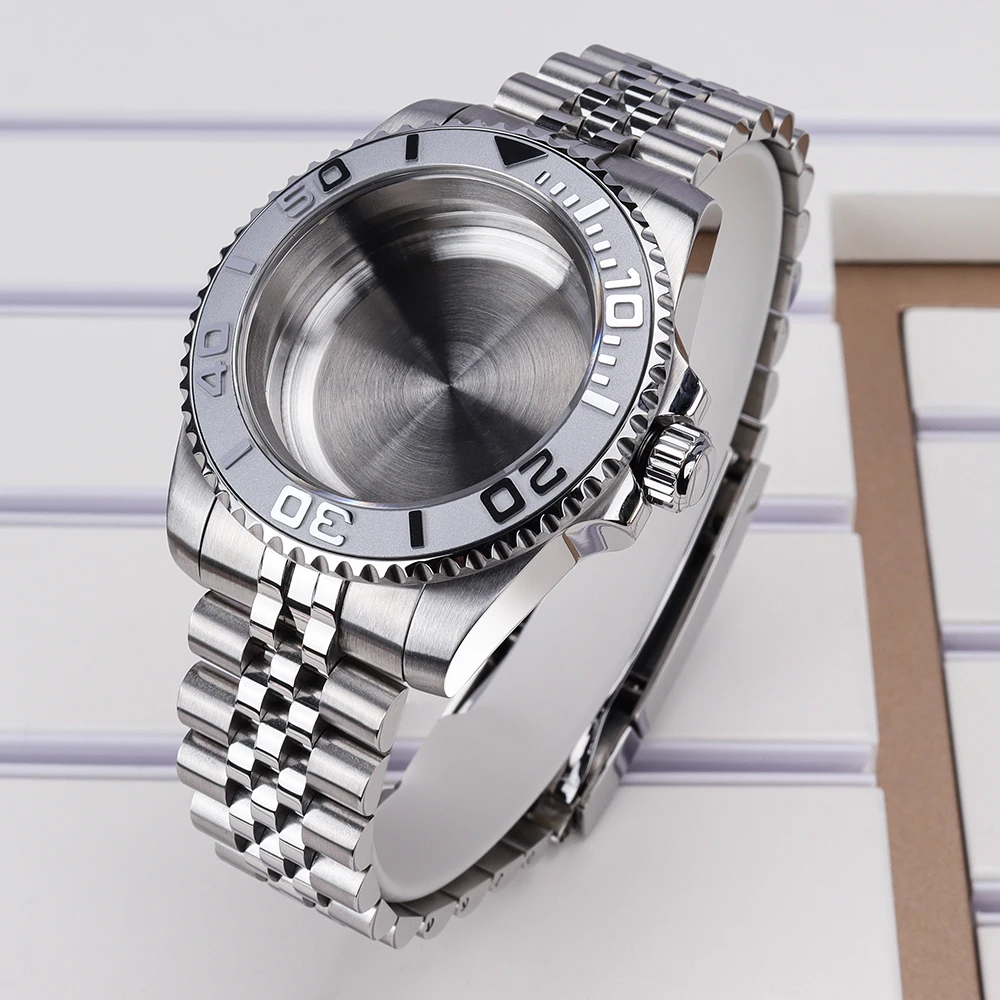 40mm Silberne Uhrengehäuse NH35 NH36 für SUB GMT NH35 NH36 NH34 NH38 ETA 2824 PT5000 Miyota 8215 Jubilee-Armband mit Glide-Lock-Verschluss – Detail 3