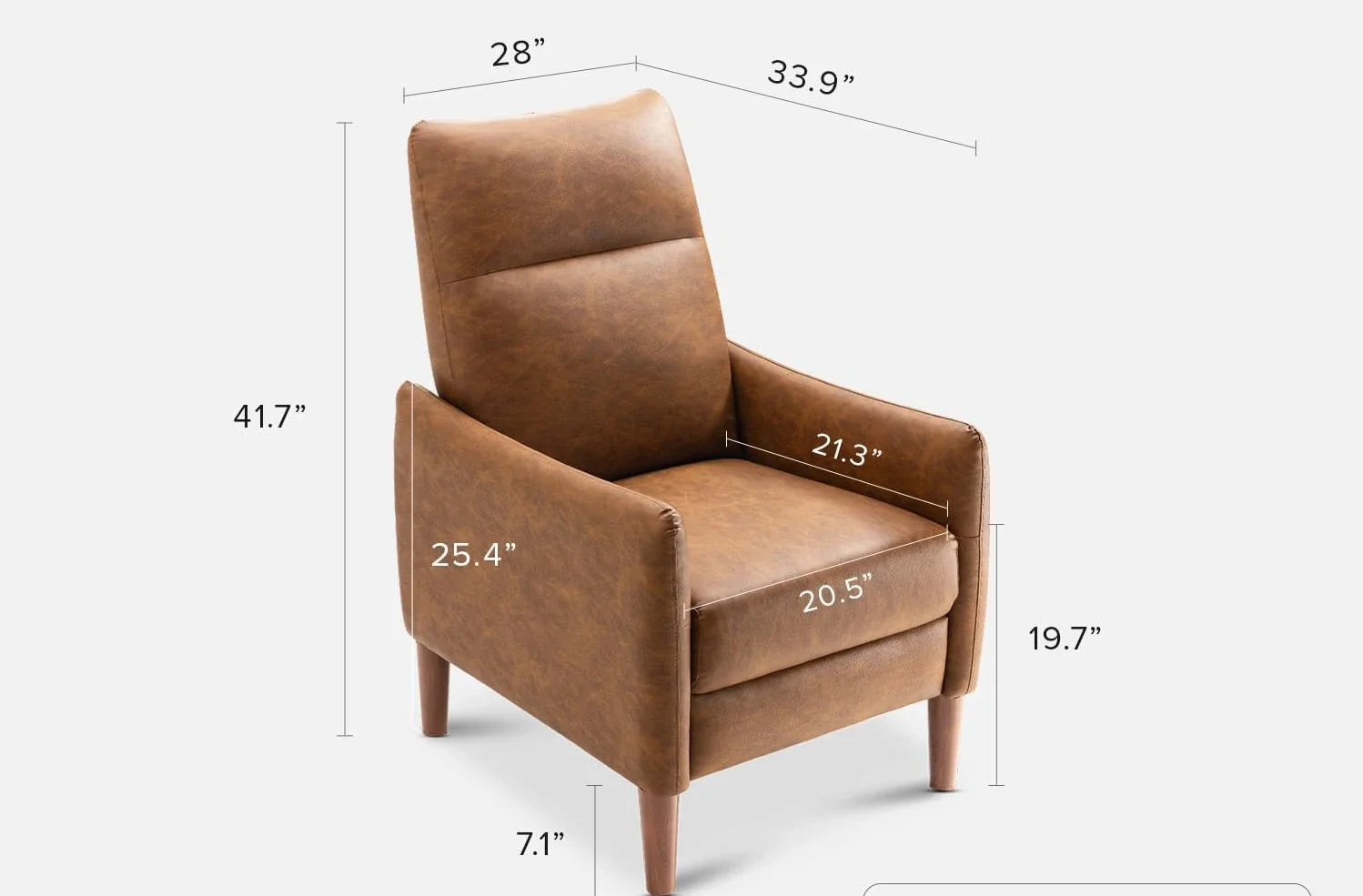 Arthur Recliner Chair with 3 Positions,Mid Century Modern Reading Chair, High Back Padded Support Comfy Sleeper Armchair