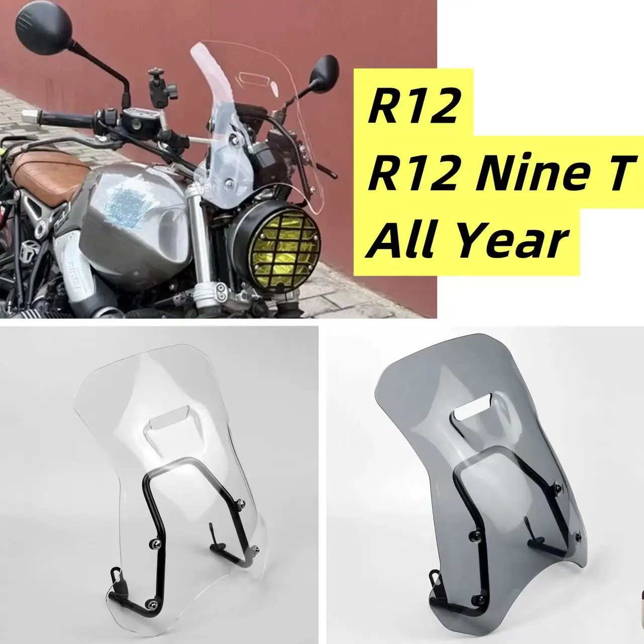 For R12 / R12 Nine T Motorcycle Windshields Wind Screen Mounting Hardware Deflector Spoiler Air Deflector Accessories Windshield