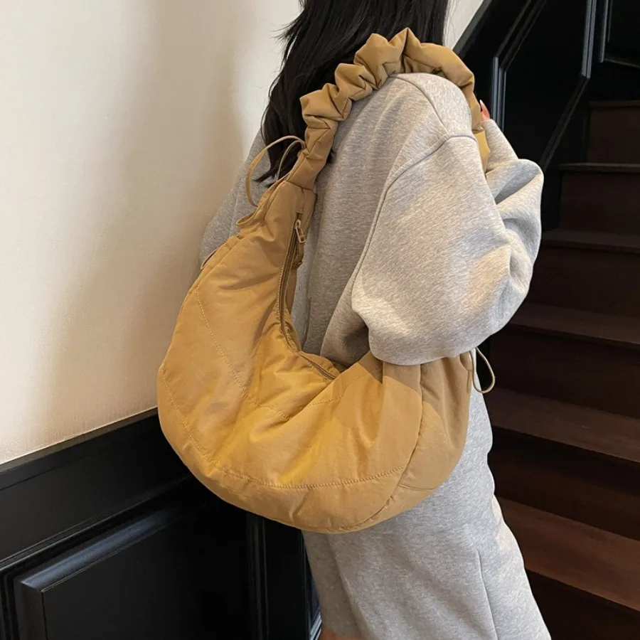 

New fashion simple shoulder bag drawstring pleated dumpling bag texture literary hundred handheld crossbody female bags