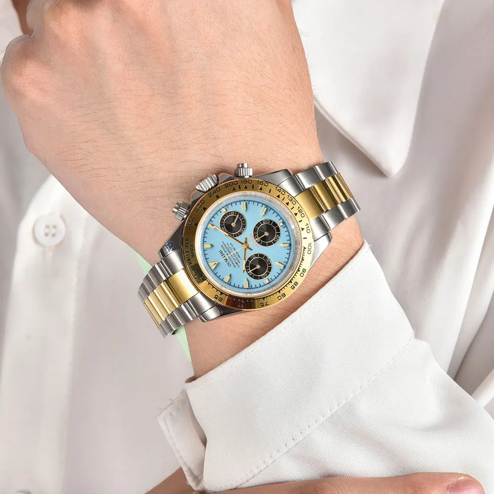 39mm custom men's watch VK63 movement quartz chronograph sapphire glass non-luxurious business men's waterproof watch