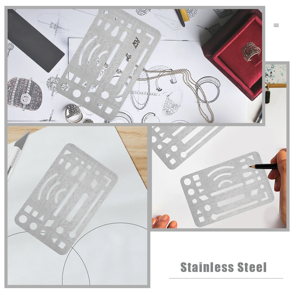 6 Pcs Stainless Steel Wiping Tools Drawing Stencils Drafting Engineering Erasing Shield for Shields