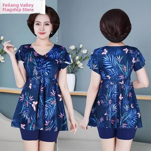 

Консервативный женский купальник больших размеров, раздельный, для полных фигур, скрывающий живот, корректирующий, для термальных источников, новинка 2026 года