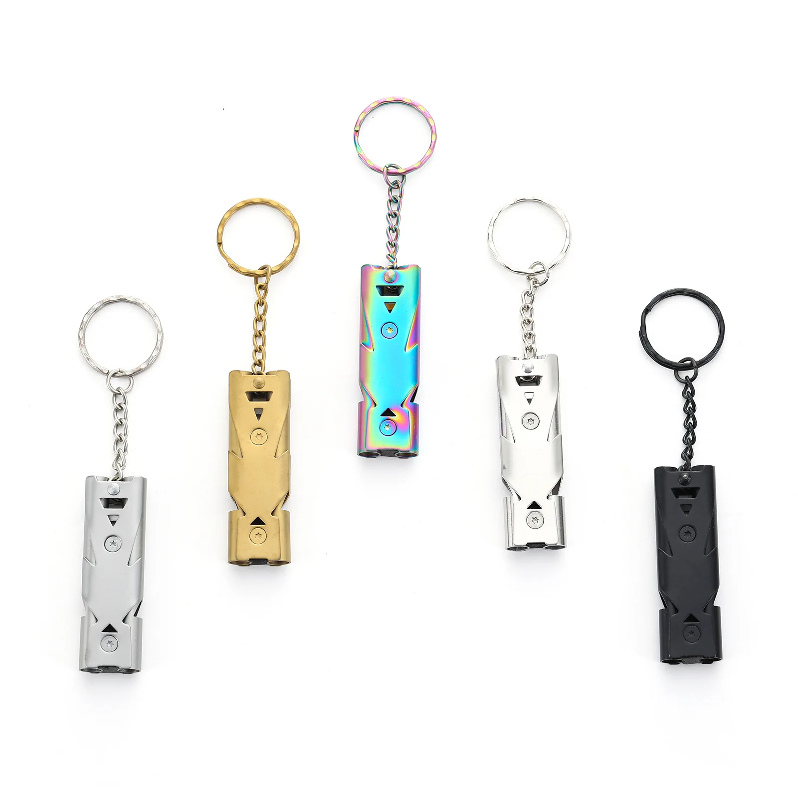 New Dual-band Whistle, Sound Whistle, Double-tube High-frequency Whistle, Aluminum Alloy Metal Survival Whistle, Outdoor Whistle