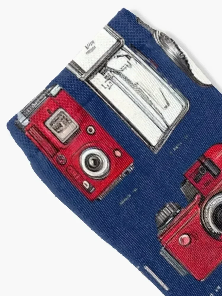 RED Vintage photographic cameras Socks retro cotton christmass gift snow Women's Socks Men's