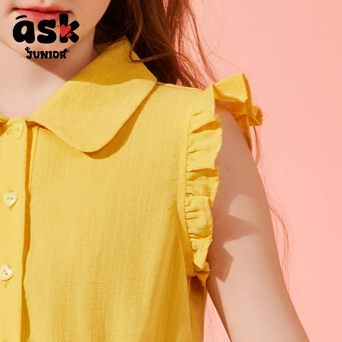 فستان صيفي للأميرات للفتيات ذو ياقة بولو بلون سادة ومتوسط وكبار السن من Ask Junior