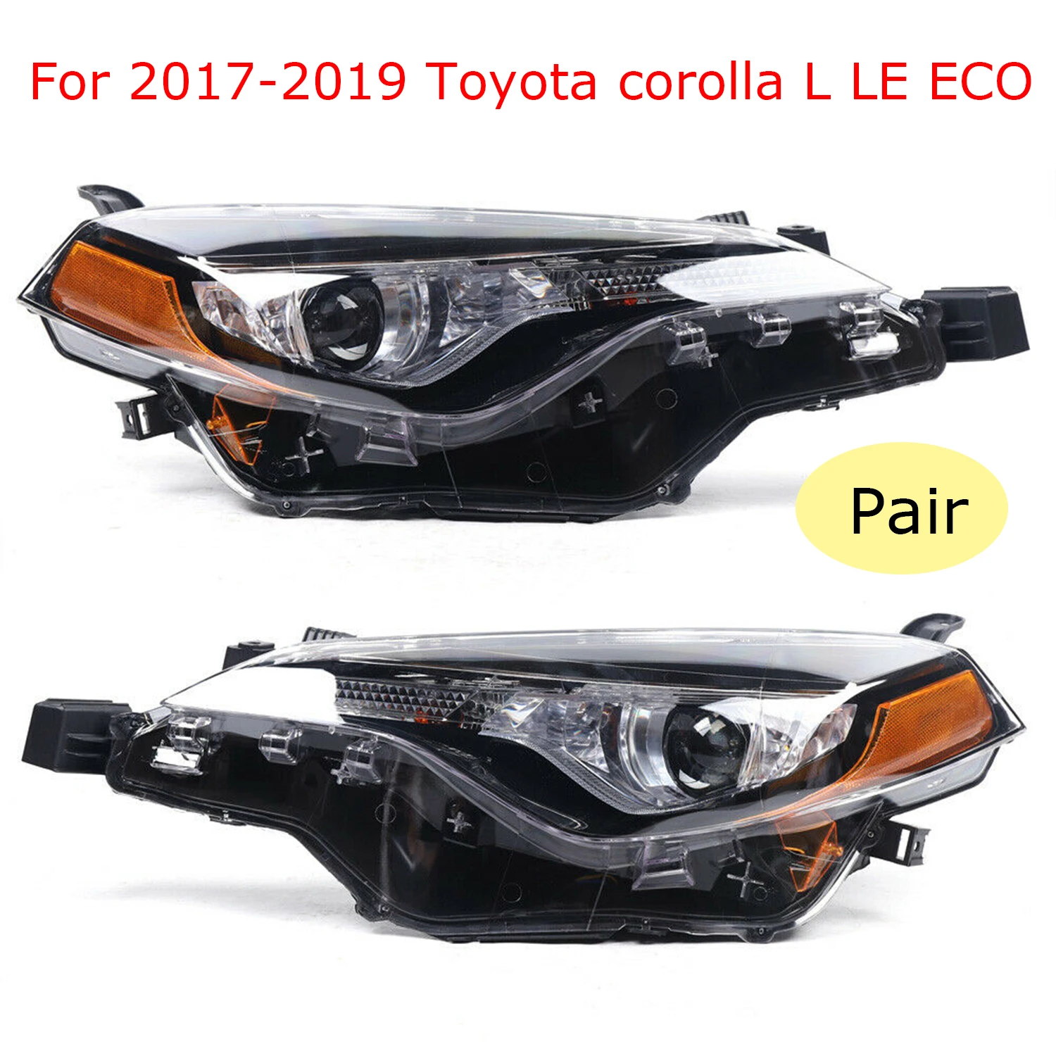 For 2017 2018 2019 Toyota Corolla L LE Eco Seden Headlights Set of 2 Headlamps