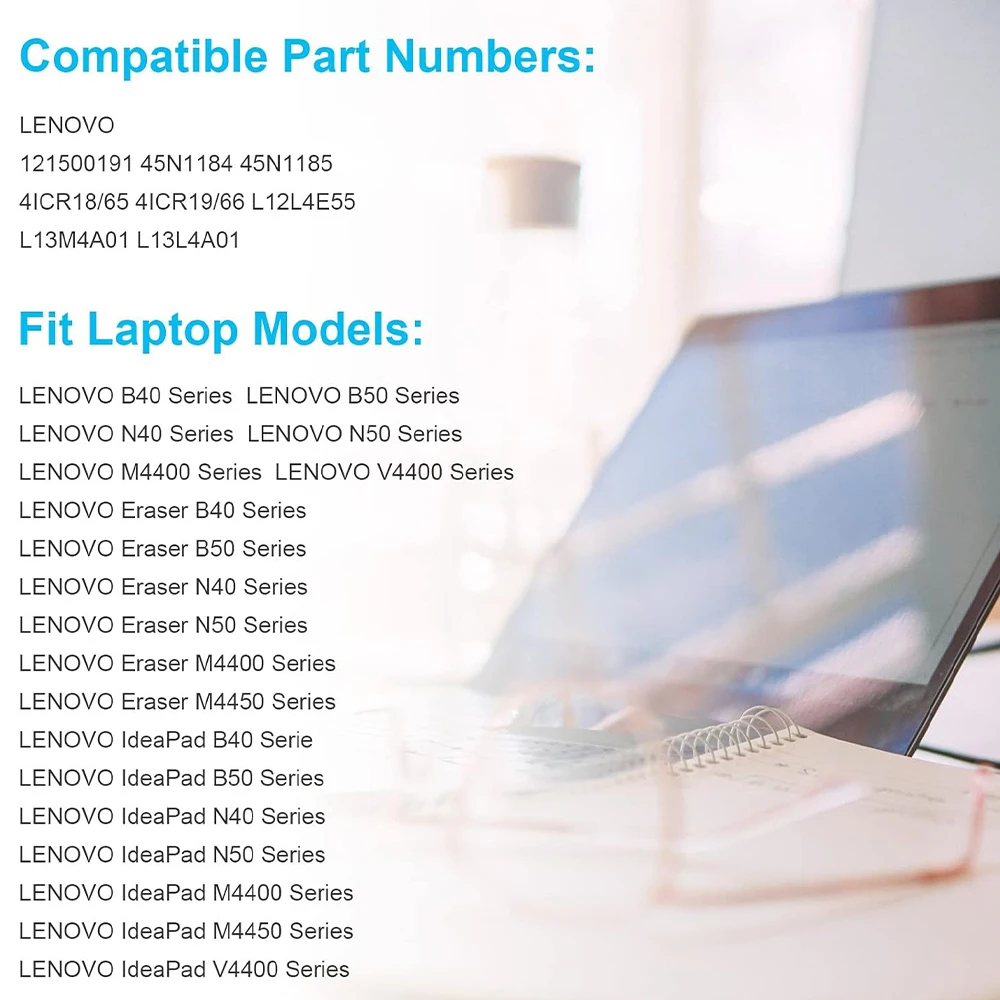 L13L4A01 L12S4E55 Laptop Battery for Lenovo N40 N50 M4400 V4400 Eraser B40 B50 B50-30 Touch B50-45 B50-70, IdeaPad N40 N40-30