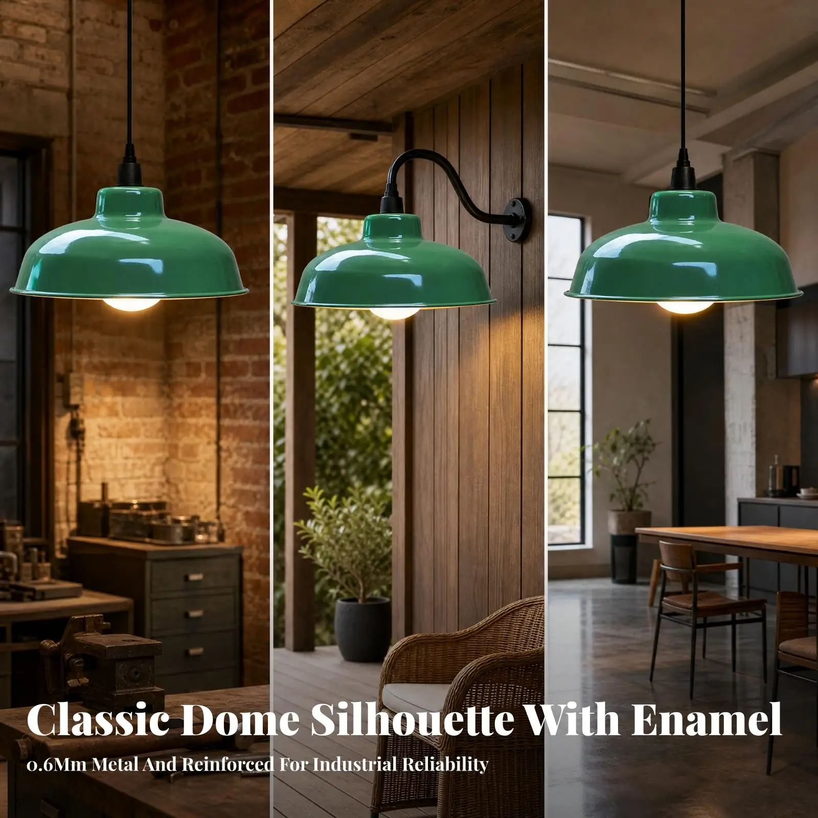 Metal Enamel Wall Lamp for Covered Porch with Flared Rim Design for Direct Down Lighting in Utility Space