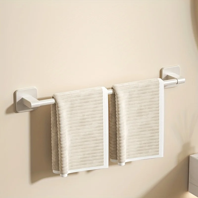 1 Stück Badezimmer-Einrichtungen, weiß, nicht perforiert, Wandmontage, Badezimmer-Handtuchhalter, Größe 40–60 cm, Aufbewahrungsregal, Handtuchhalter – Detail 7