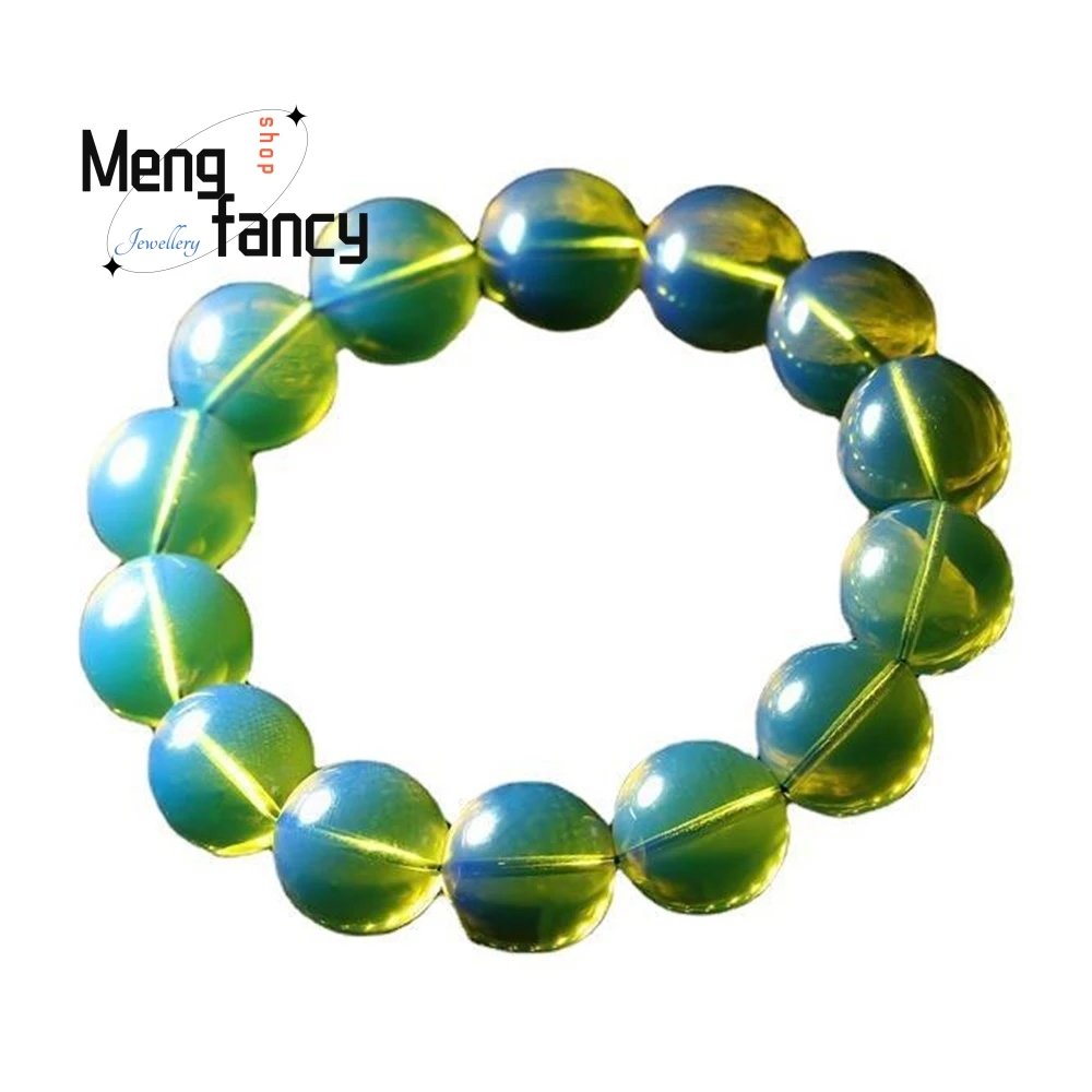 سوار بحلقة واحدة من العنبر الأزرق الدومينيكان، سوار من خرز الصلاة من العنبر وشمع العسل، أنماط رائعة وأنيقة للرجال والنساء