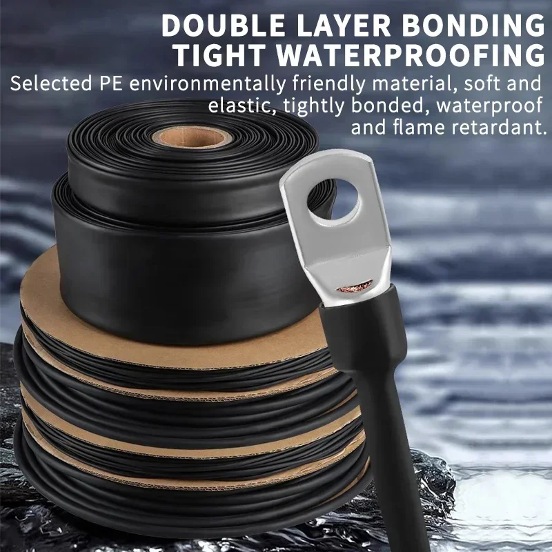 100 metri/10M 4.8/6.4/7.9/9.5/12.7/15.4mm Tubo Termoretraibile Rapporto 3:1 Foderato Adesivo Poliolefina Manicotto Termico per Cavo Isolato
