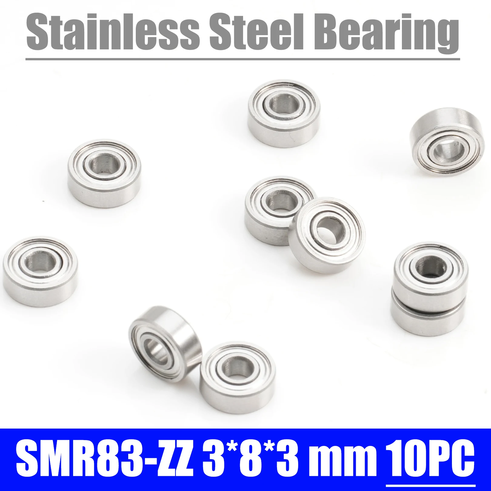 SMR83ZZ Bearing 3*8*3 mm ( 10 PCS ) Stainless Steel Ball Bearings Shielded SMR83Z SMR83 Z ZZ