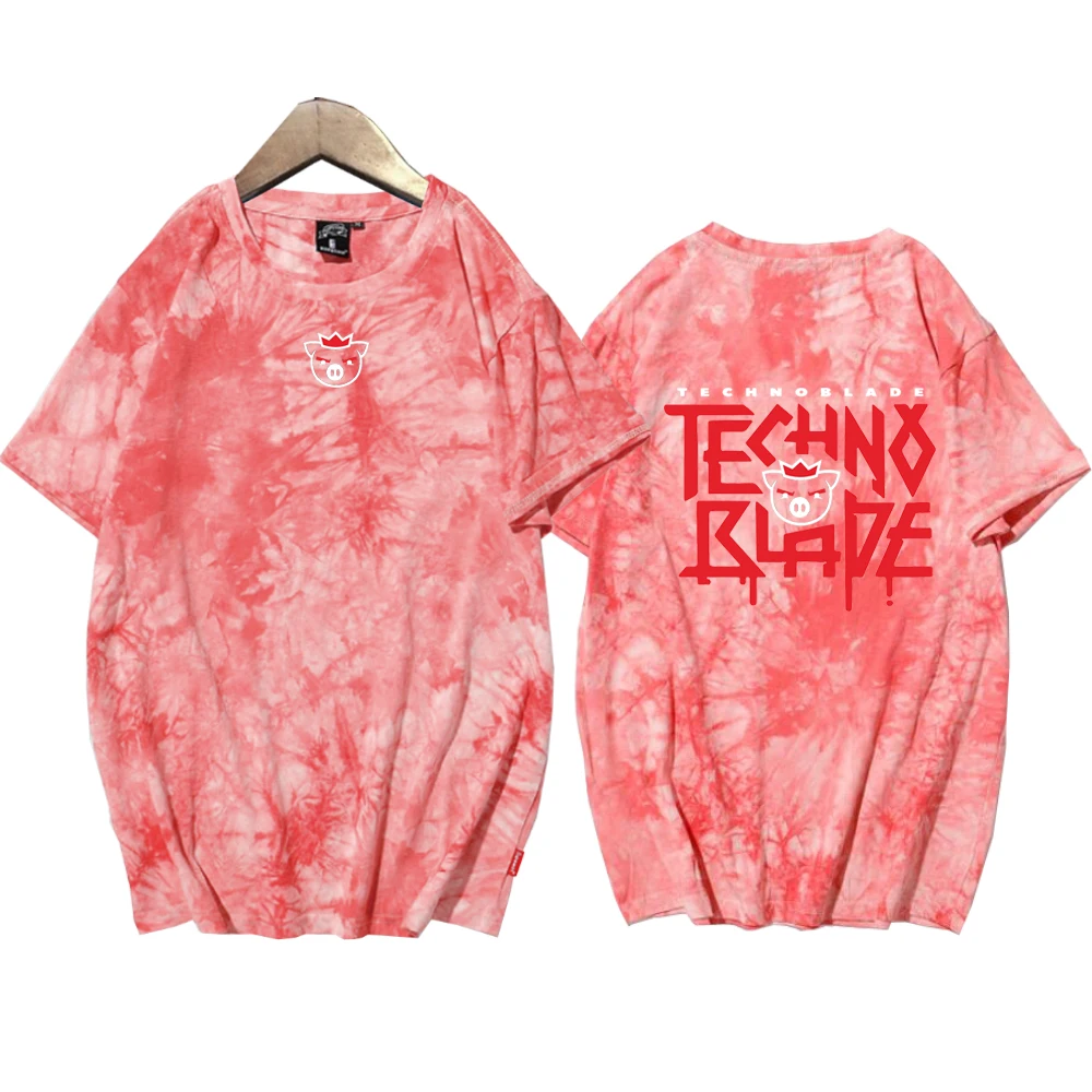 Hot Technoblade Dream Smp Print Tie Dye T Shirt Man Woman T Shirts Short Sleeve Tees Shirts for Men Women